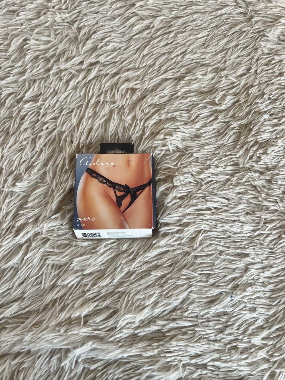 Adore Black Lace Cutout Thong - Peep Detail